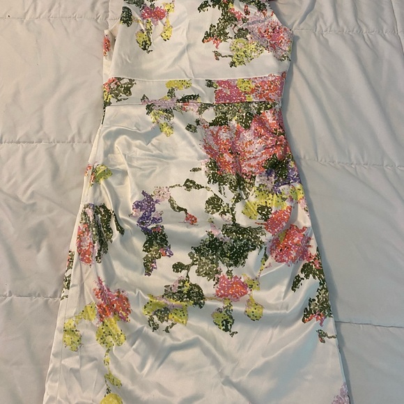 Maeve White Floral Midi Dress with Pink and Yellow Blooms - Picture 7 of 7